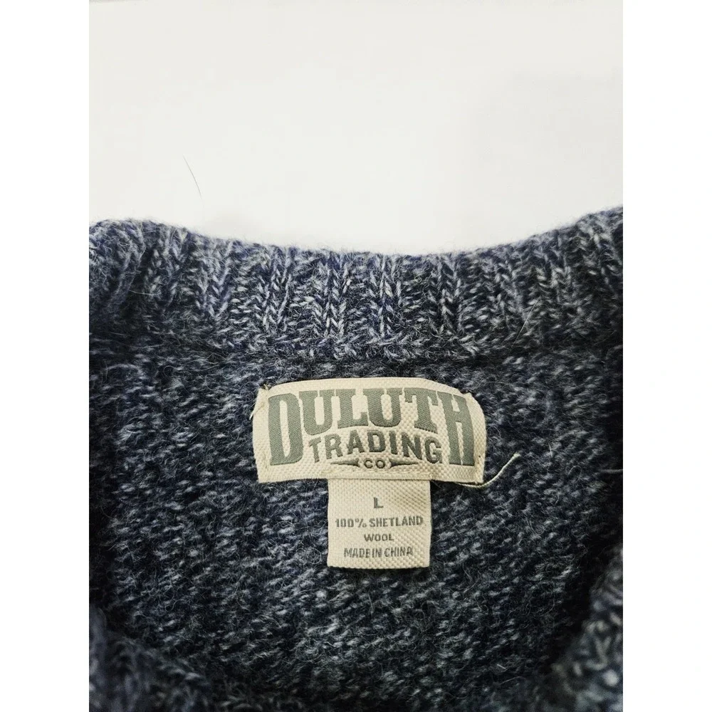 Dulth Trading Co. Sweater 100% Shetland Wool Men's Size Large Pullover Gray/Blue